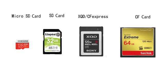 Micro SD card SD card XQD card CF card